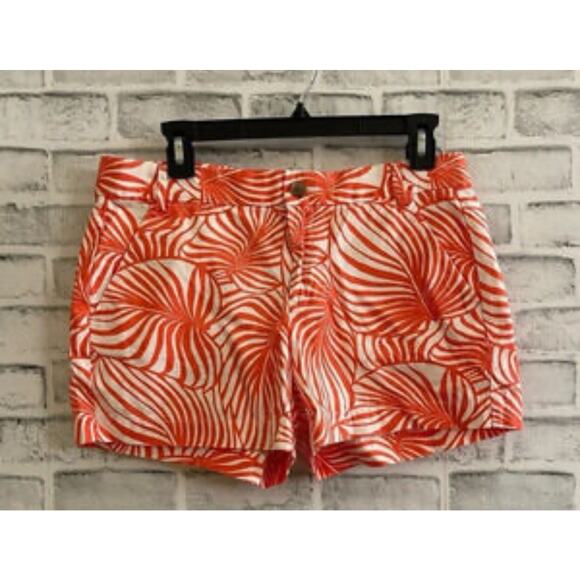 Khakis by GAP Sunkissed Shorts Size 4 Orange White Print Chino 3" Inseam - Picture 1 of 4